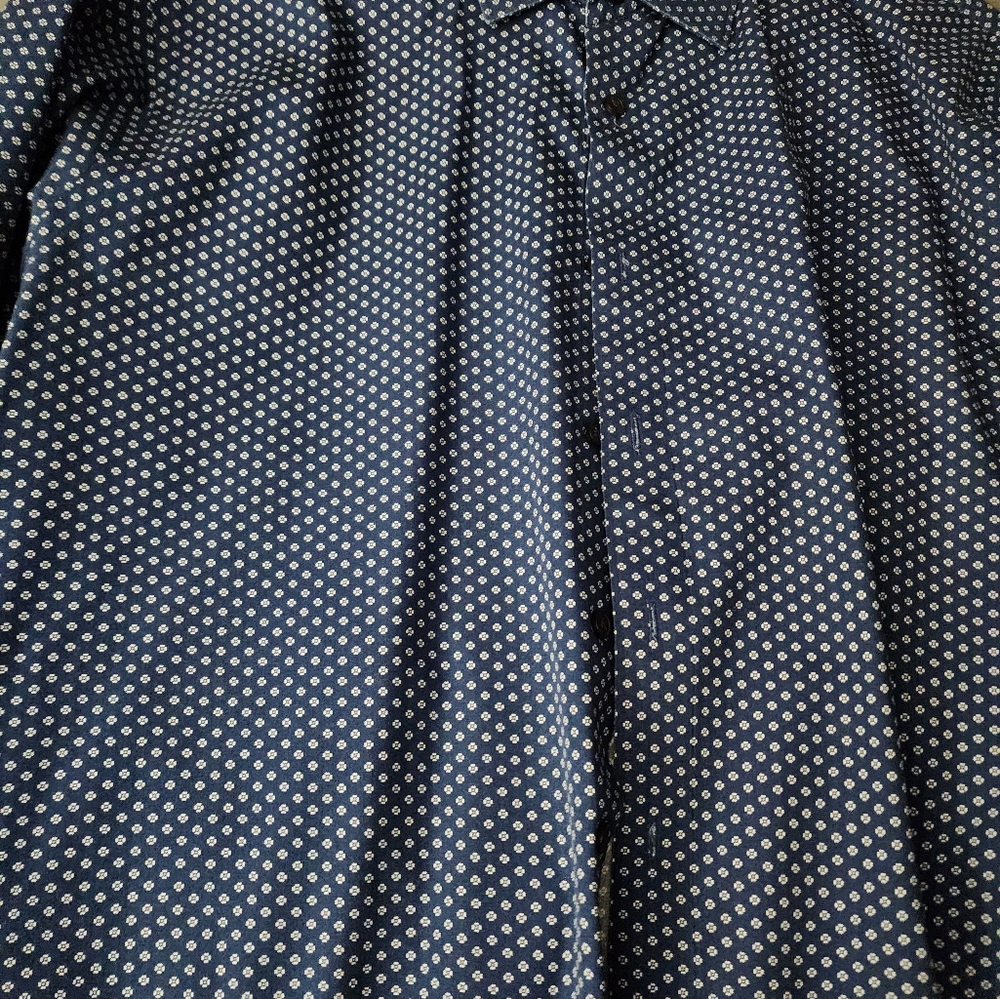 Express Fitted XL 17.5 Flower Geometric Design Dress Shirt - Picture 3 of 16